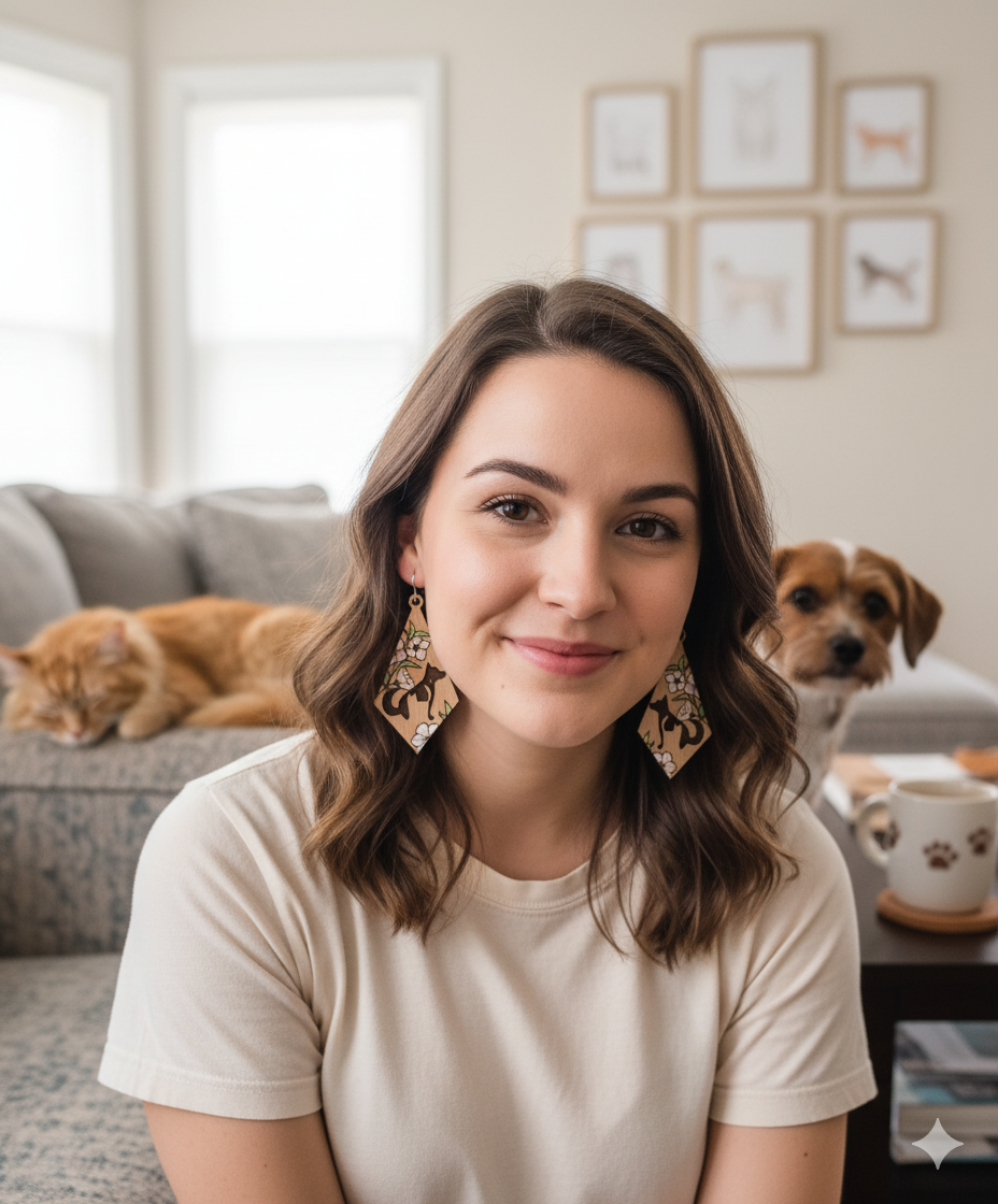 cat dog floral SVG File only