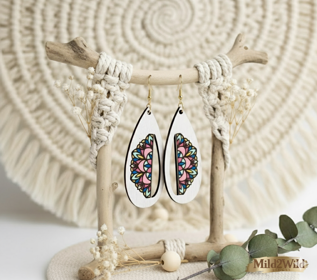 Drop Mandala Earrings SVG File only