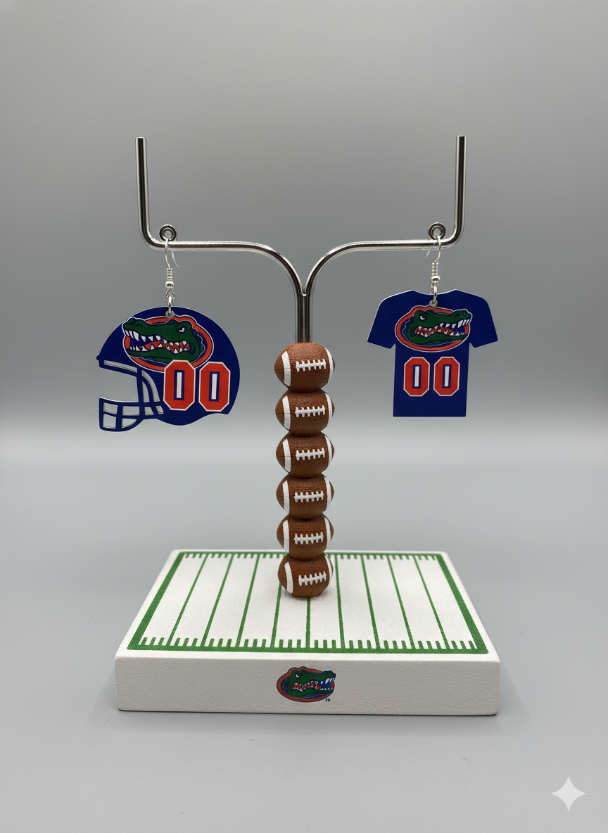 Custom made  Florida College Gators Football Helmet and Jersey Earrings