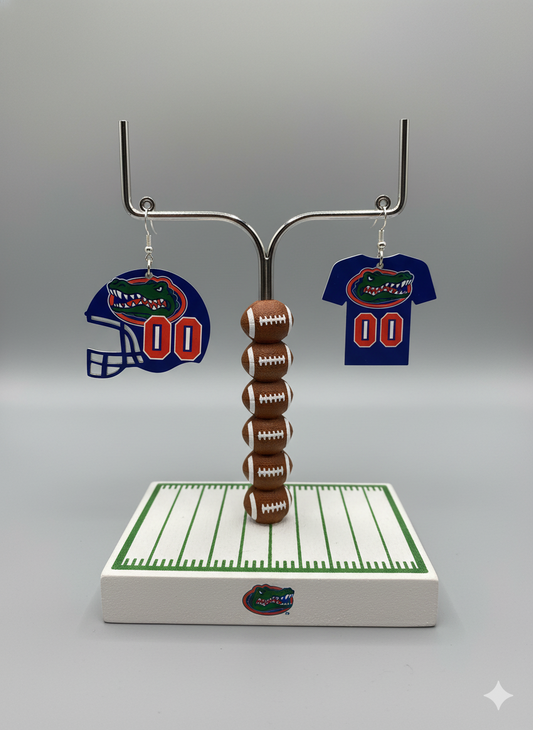 Custom made  Florida College Gators Football Helmet and Jersey Earrings