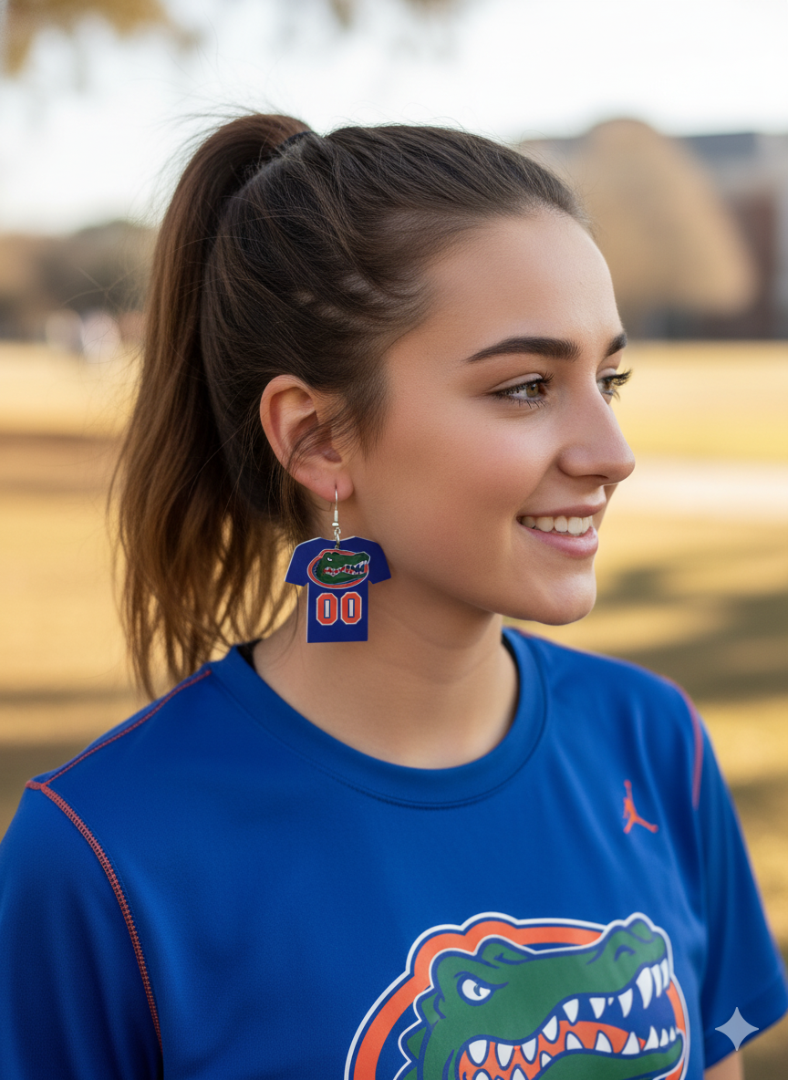 Custom made  Florida College Gators Football Helmet and Jersey Earrings
